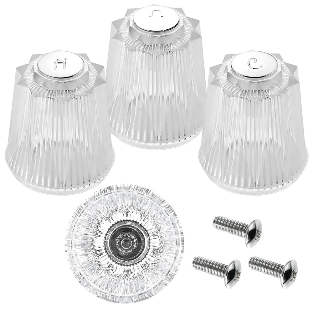 hansengroe Shower Knobs 3 Piece Replacement for Price Pfister Bathtub Clear