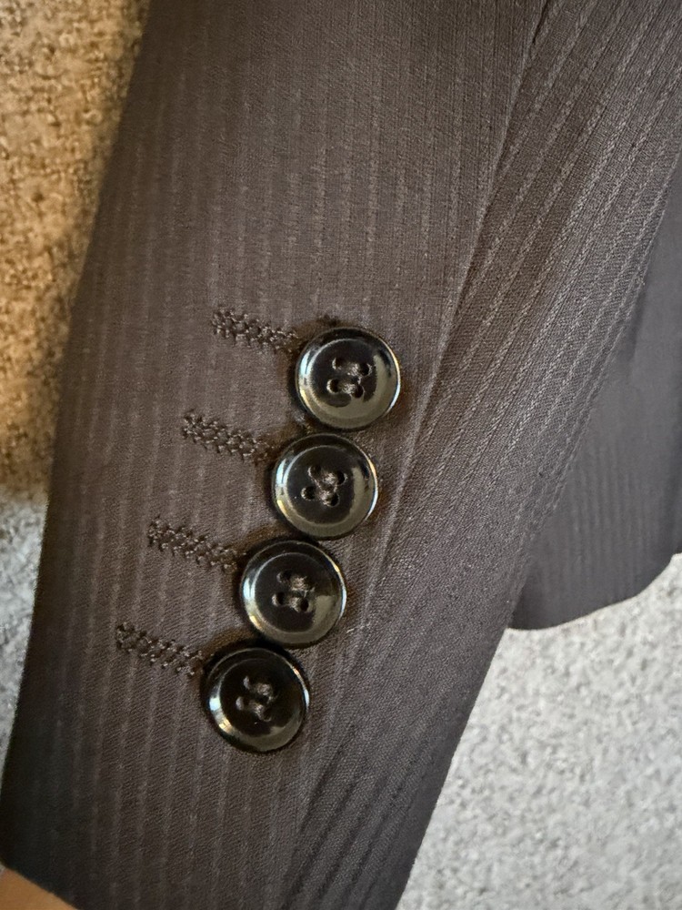 Vitarelli Men's Black Blazer 40S Double-Vented Four-Button Polyester Viscose