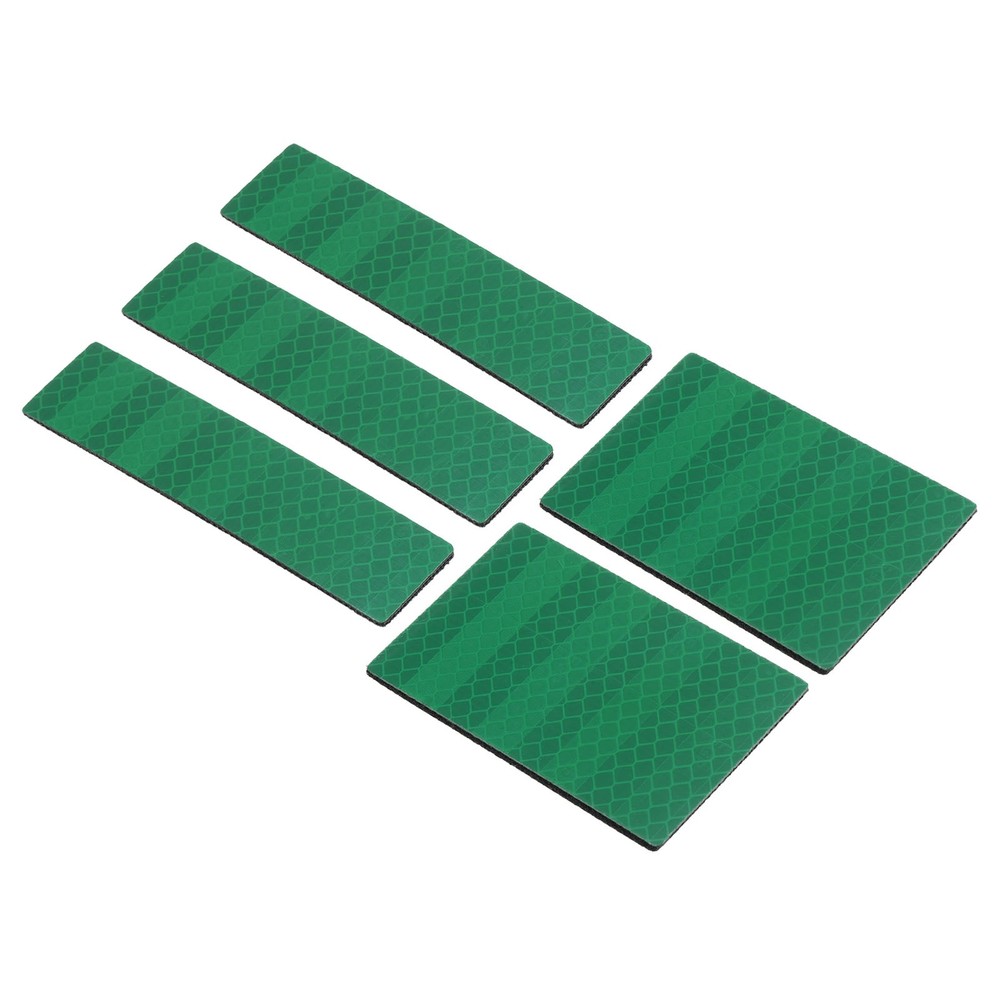 Reflective Patch 1"x4" 2"x3" 5pcs Hook & Circle Closure Green