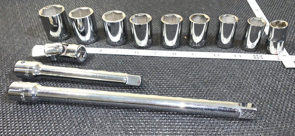 12 piece 1/2" SOCKET SET WITH EXTENSIONS and U Joint
