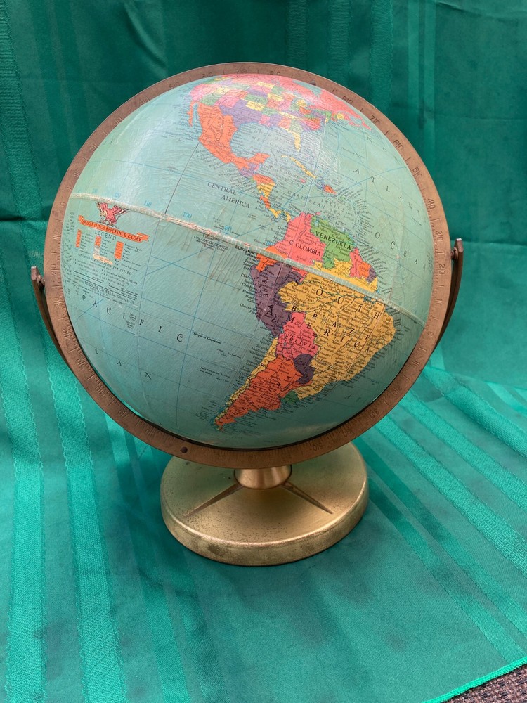 Vintage 1956 Replogle 12 inch Reference Globe with Metal Base