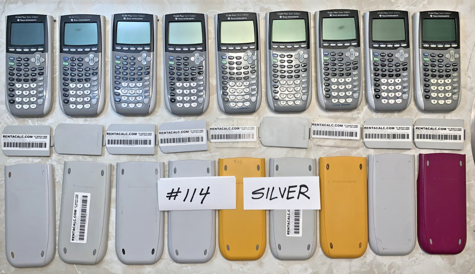 Bulk Lot of 9 TI-84 Plus Silver Ed. Graphing Calculators Working Wholesale #114