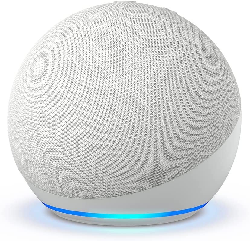 Amazon Echo Dot (5th Gen, 2022 Release) (Glacier White) with accessories
