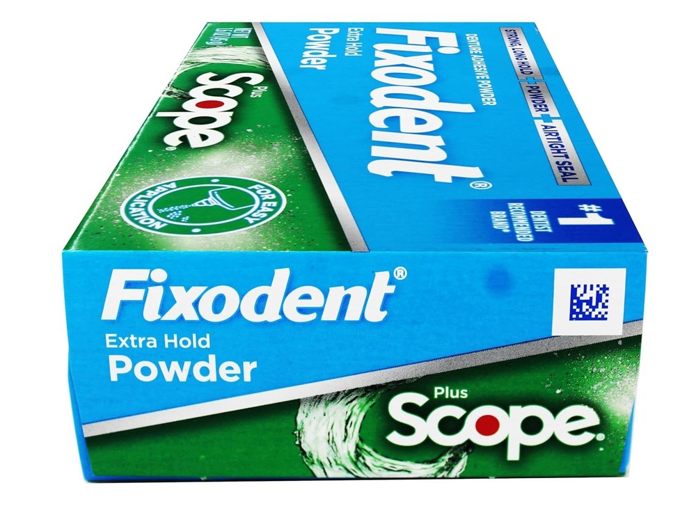 Fixodent Denture Adhesive Powder, Extra Strong, Plus Scope, Long...
