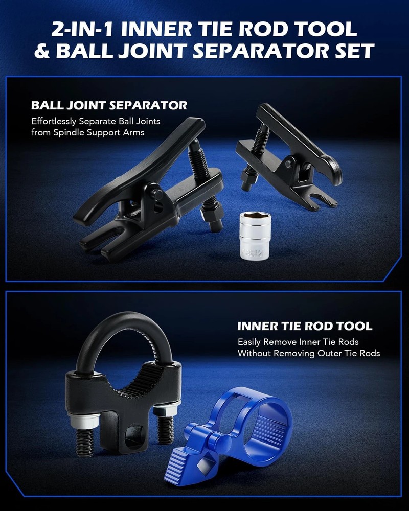 Inner Tie Rod End Tool & Ball Joint Separator Set, 2-in-1...