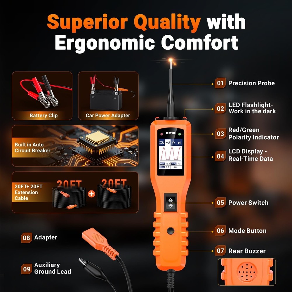 Comprehensive Power Circuit Tester for Accurate Vehicle Electrical Diagnostics