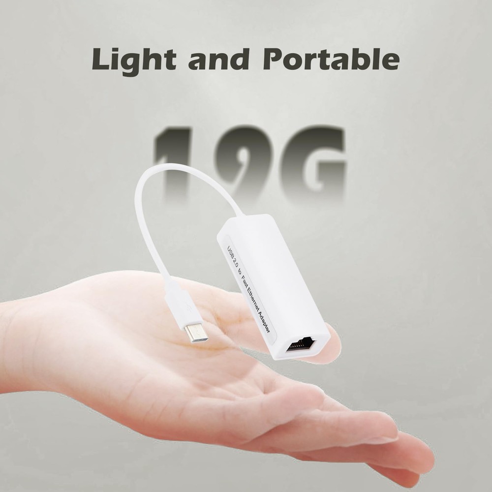 USB-C to Ethernet Adapter, High-Speed Network for Type-C Devices, White