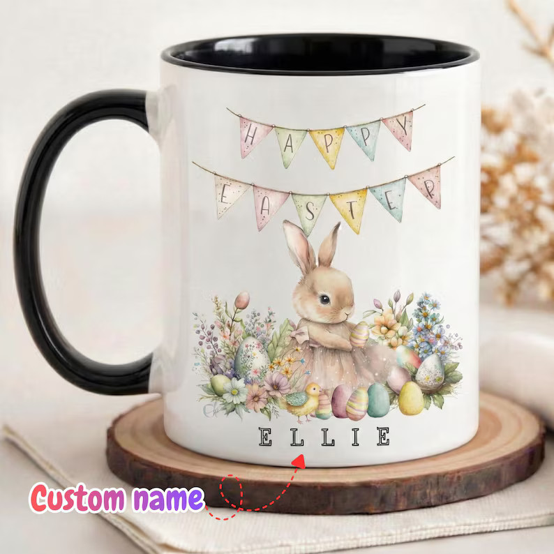 Personalized Easter Bunny Mug Kids Custom Name Gift