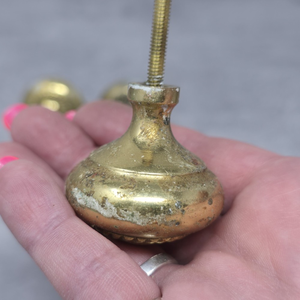 Lot Drawer Pulls Knobs Brass MCM Architectural Salvage Hardware Rope Design 1.5"