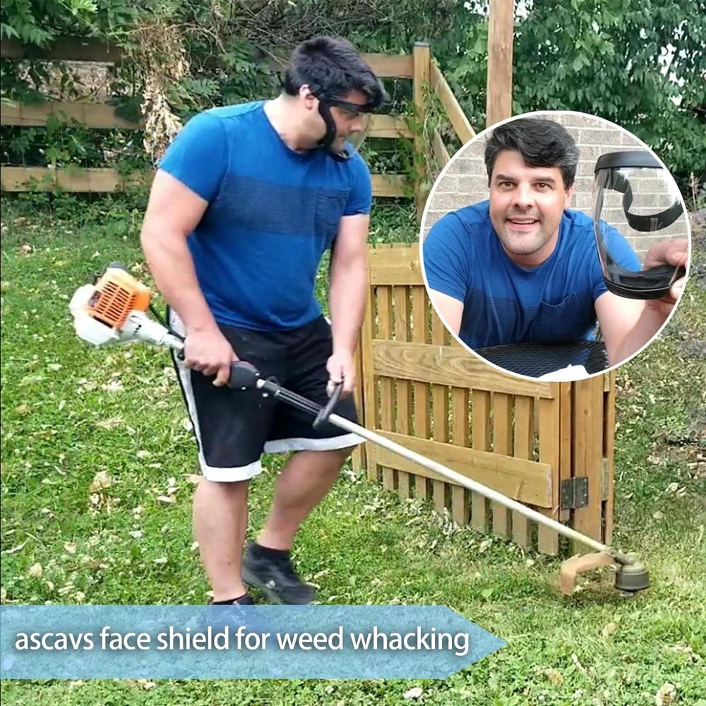 Full Face Shield for Yard Work & Woodworking, Wide View Clear Visor with Anti...