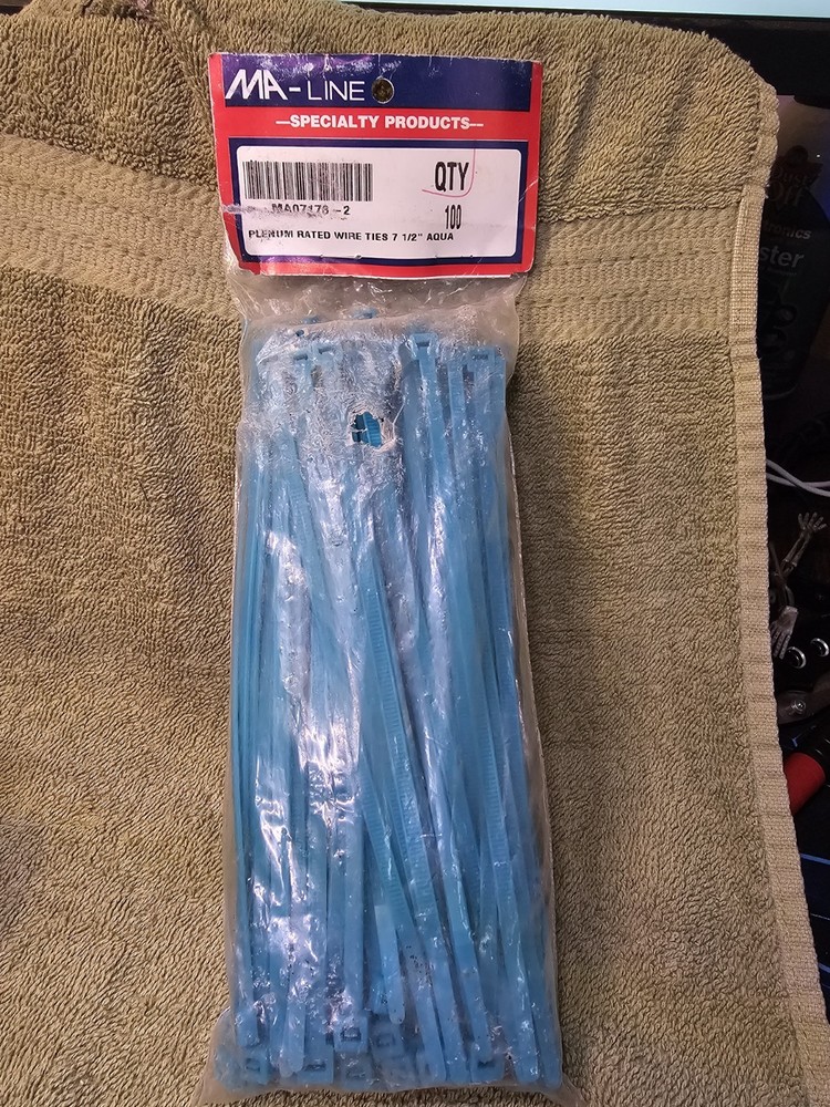MA-line 7.5" cable zip ties. Plenum Rated AQUA 100 pcs