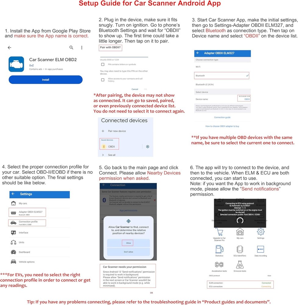 Veepeak Mini Bluetooth OBD2 Scanner for Android – Not Compatible with iOS –
