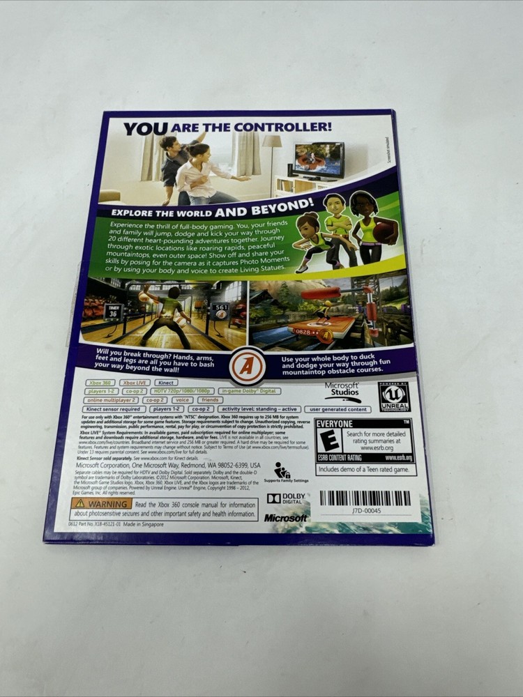 Microsoft Xbox 360 Kinect Sensor Bar with 2 Games Bundle TESTED WORKING