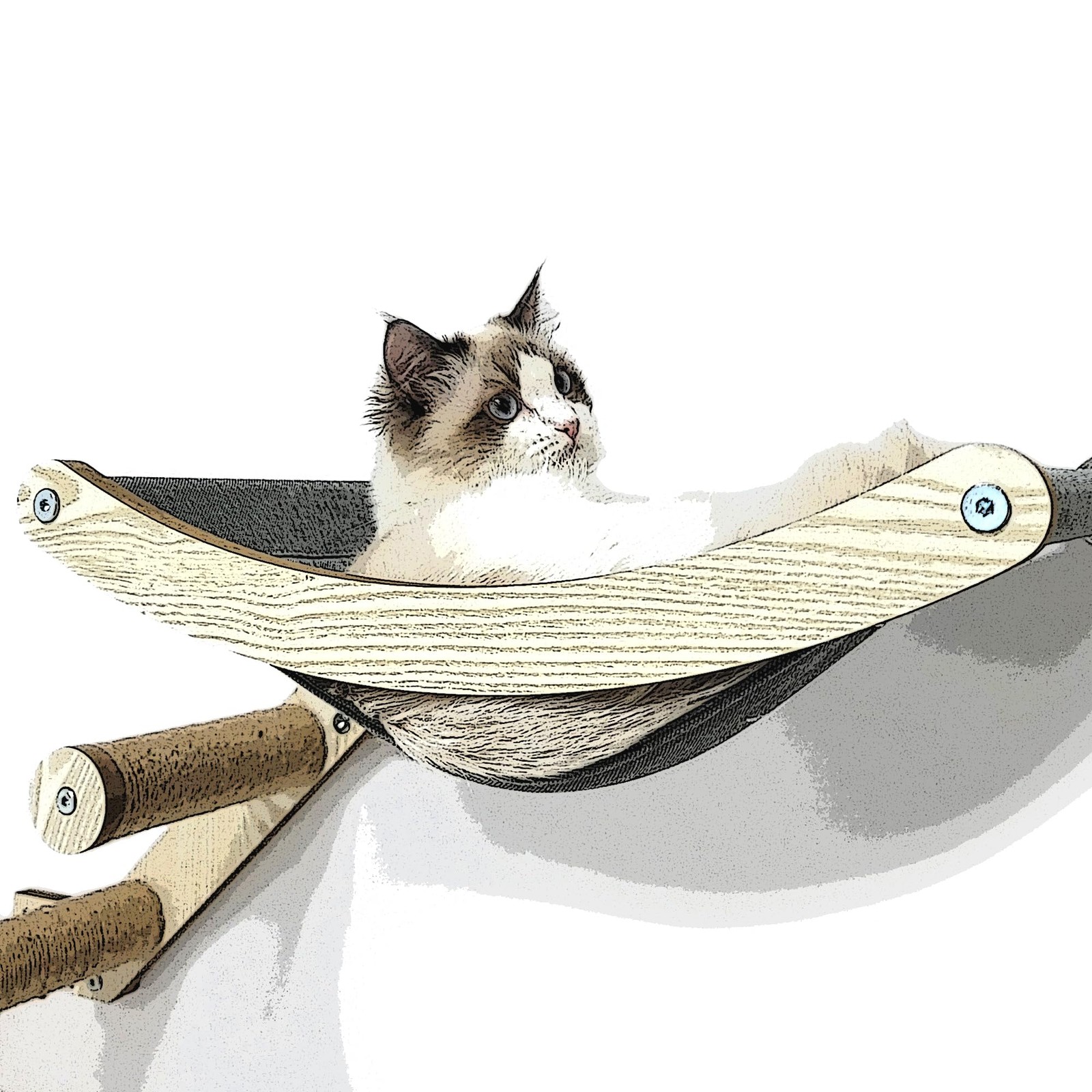 HeyKitten 17" Cat Wall Hammock for 2x4 Stud Mount Stylish Floating Kitten She...
