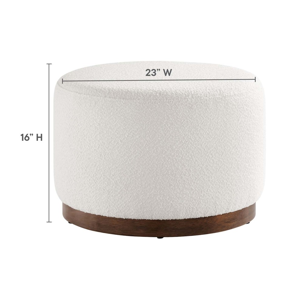 Modway Large 23" Round Boucle Upholstered Ottoman