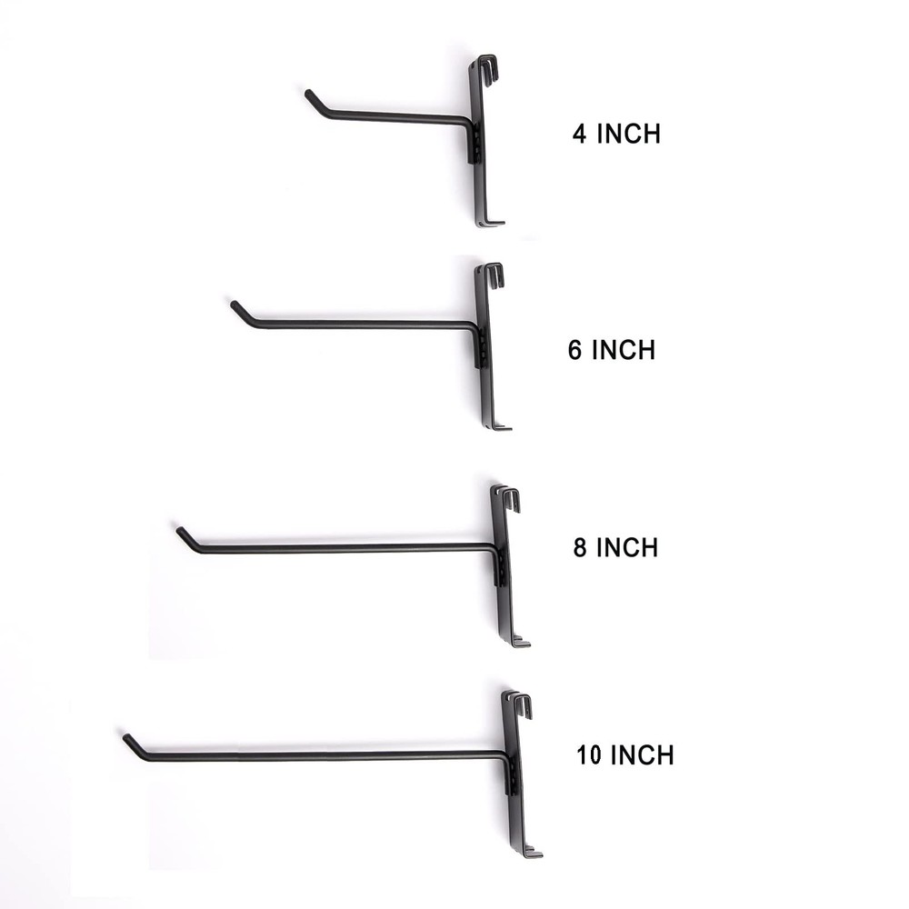 4" Heavy Duty Black Gridwall Panel Hooks Pack Of