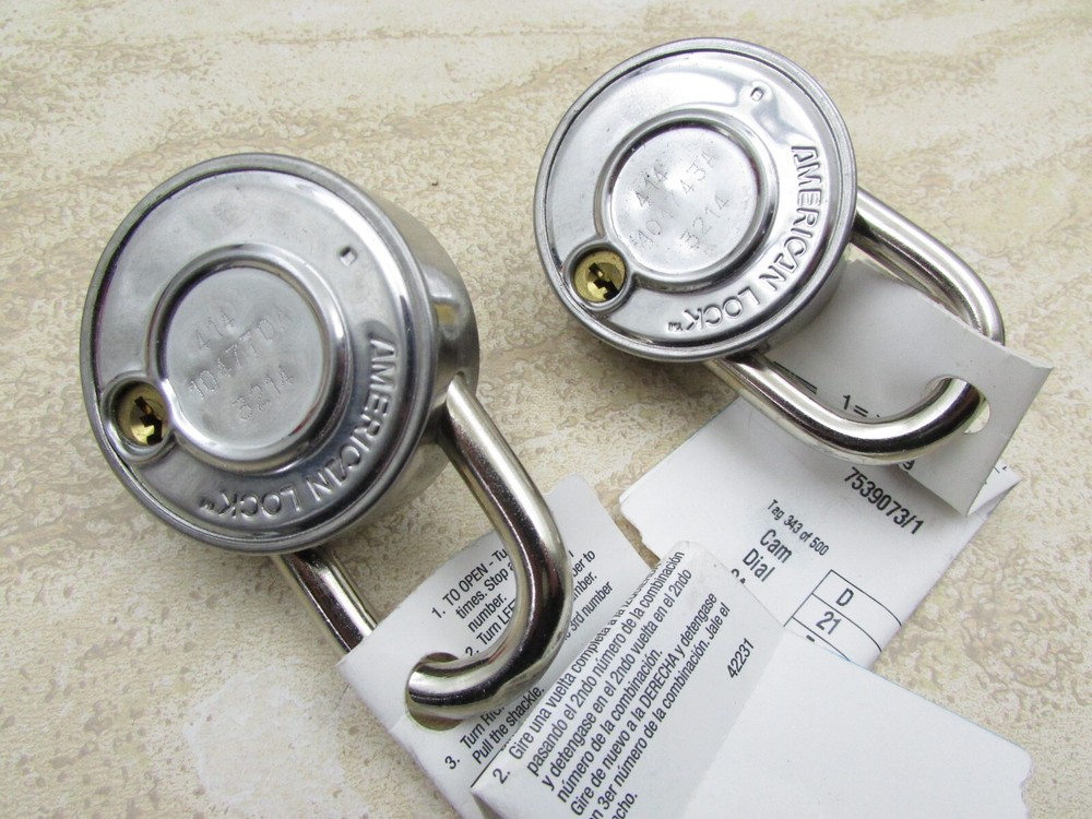 2 Pack American Lock Block Guard Combination Padlock A400K Key Controlled NOS