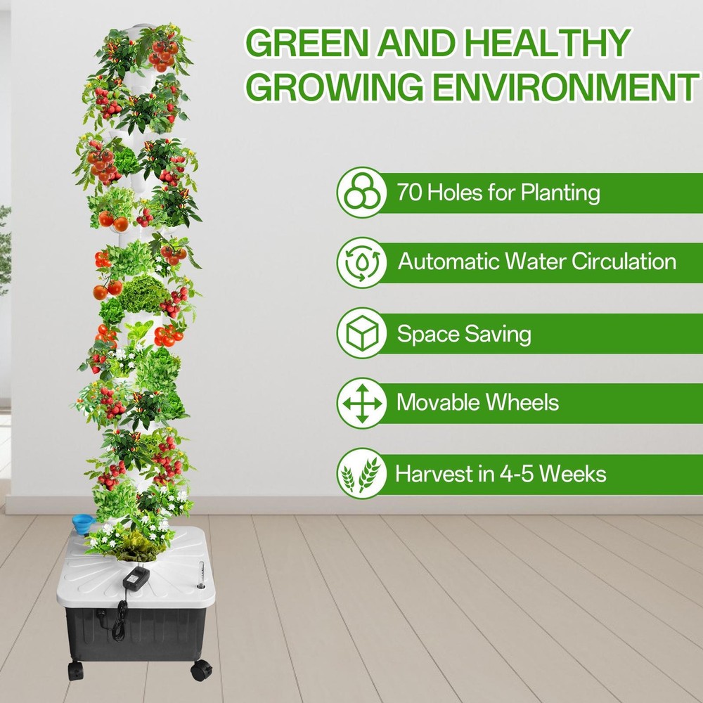 NEW 70 Pot Vertical Hydroponics Tower Systems Set Hydroponic Growing Kit Garden