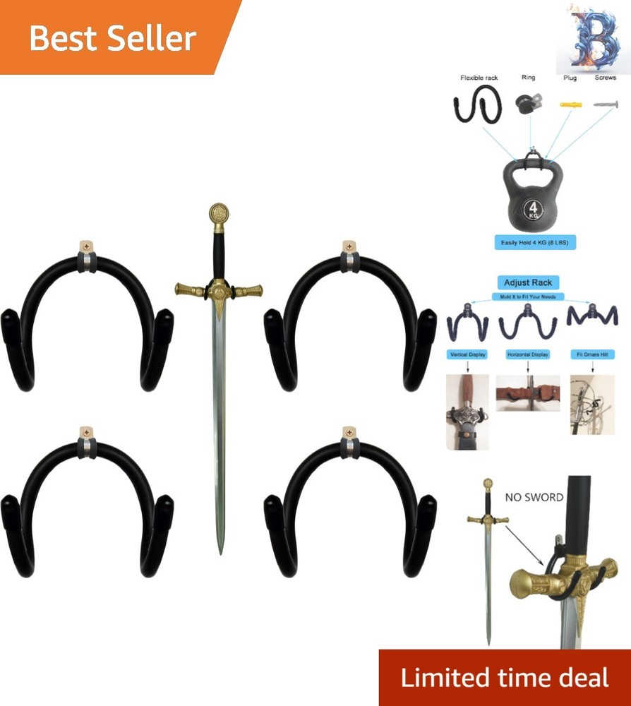 Durable Adjustable Sword Display Holders - Antique Metal Wall Mounted Racks