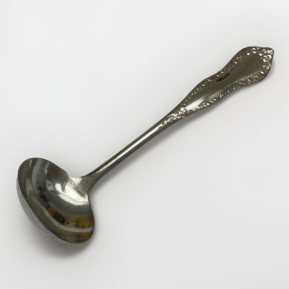 Antique 5.5” U.S. Silver Co Gravy Ladle Silverplate Scroll Pattern