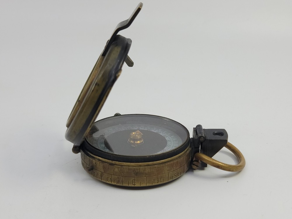 1918 US Engineer Corps WWI Compass C-E No 27812 Solid Brass Antique With Case