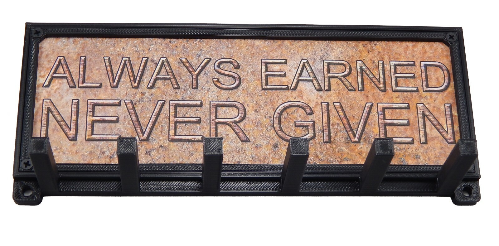 Always Earned Never Given Sports Race Medal Display Rack Holder Hanger Organizer