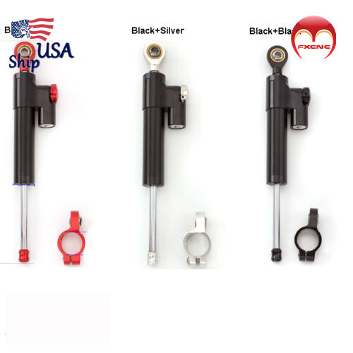 Adjustable CNC Steering Damper Stabilizer Linear Shock Aluminum Motorcycle Red