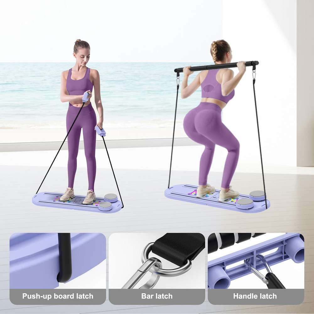Pilates Board - 2025 Updated Pilates Reformer Machine Set, Multi-Purpose Foldabl
