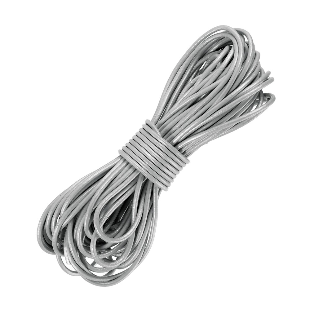 11 Yard 2mm Round Leather Cord Lacing String for DIY Crafts, Silver