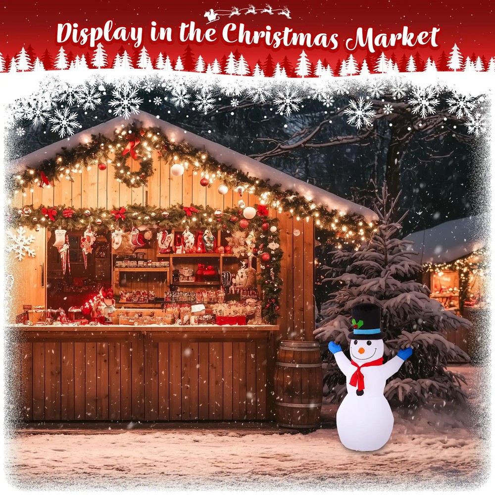 G128 4 ft Snowman Christmas Inflatable Decor with LED Lights