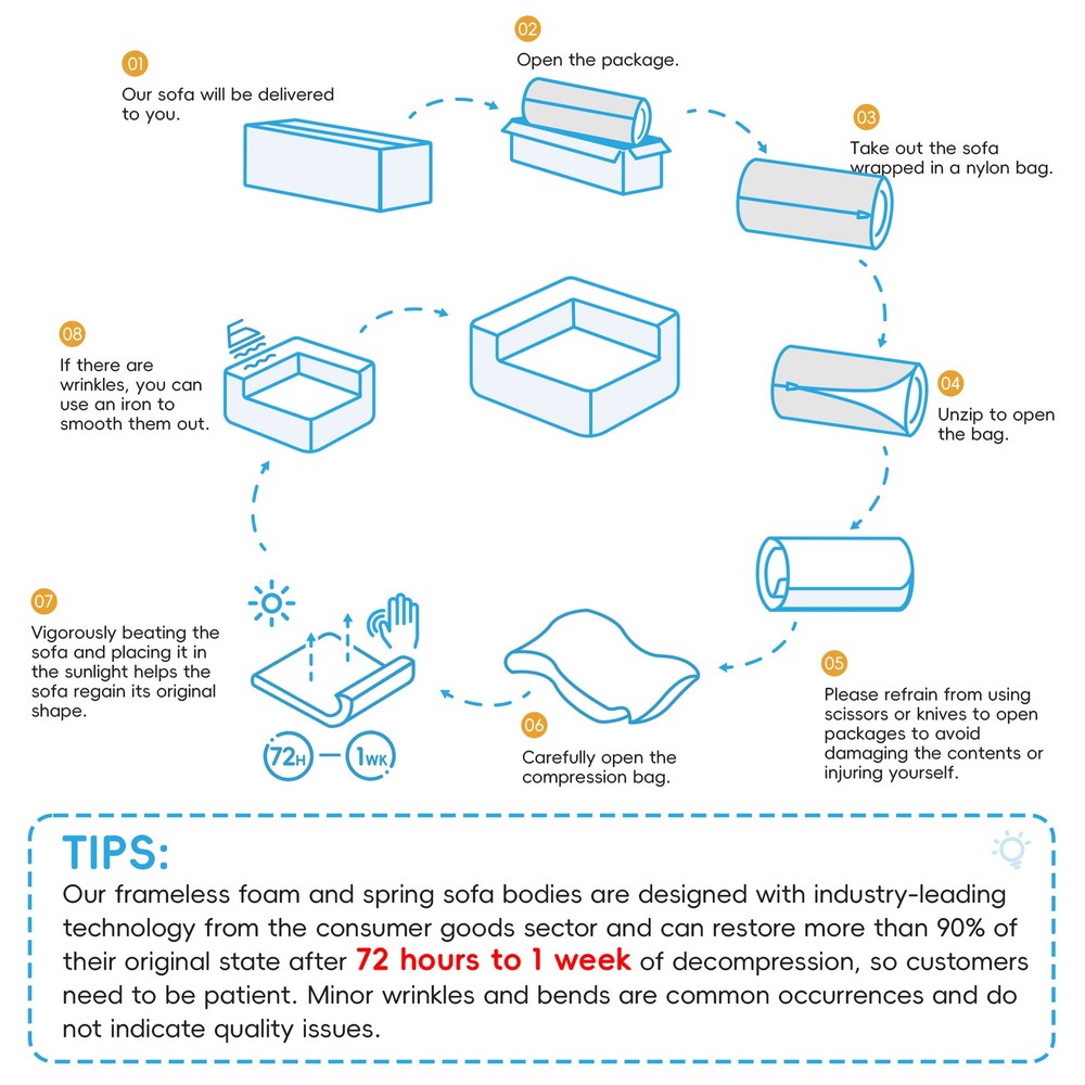 72"Oversized Modular Sofa,Fully Compressed,Left-handed face,Spacious Foam-Fille