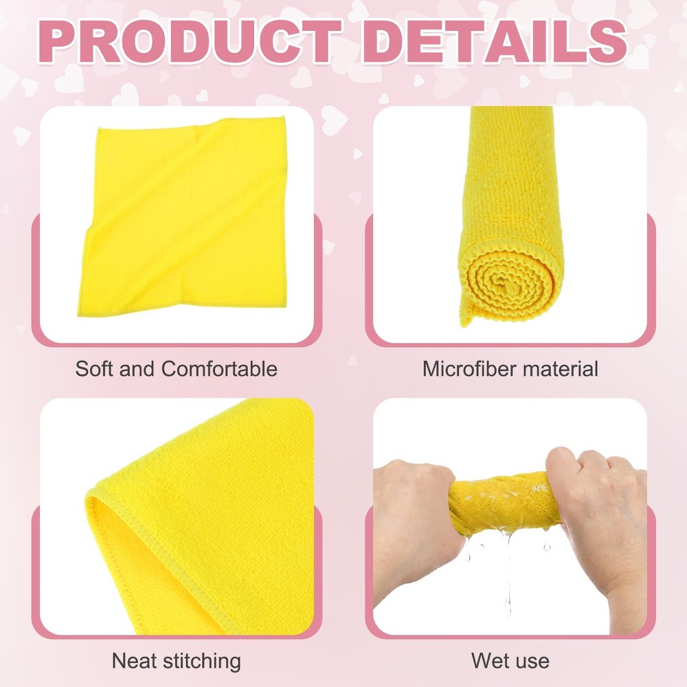 5 Microfiber Cleaning Pieces, Yellow (Square), 30x30 cm