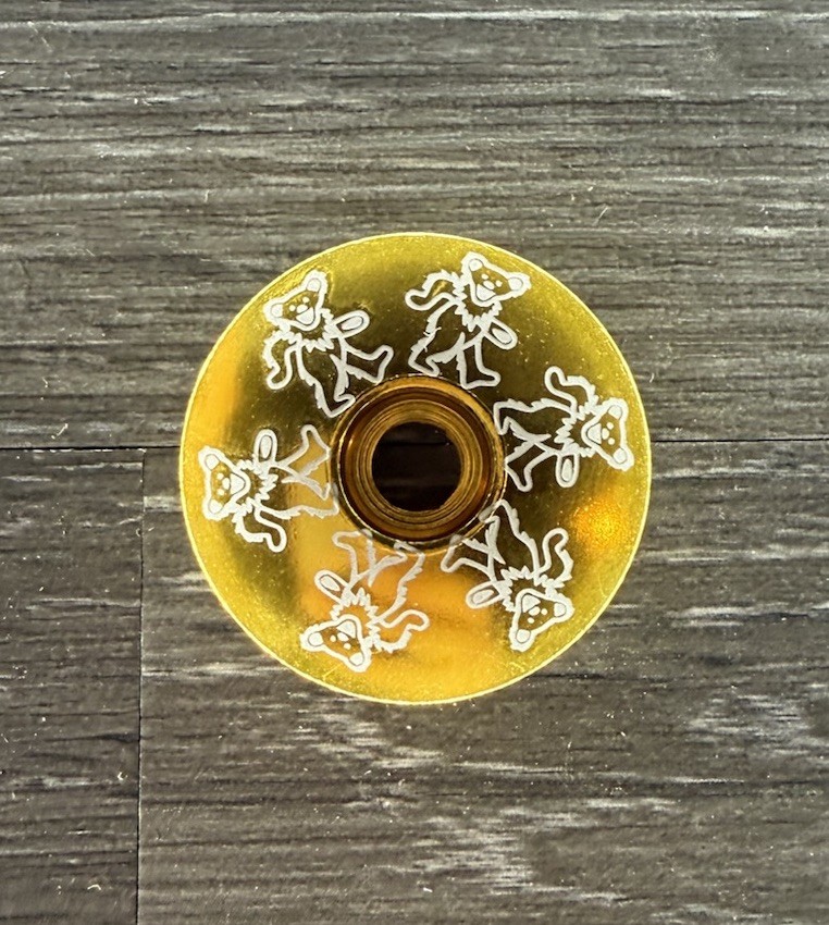 Dancing Bear Headset Stem Top Cap 1 1/8 Grateful Dead Gold