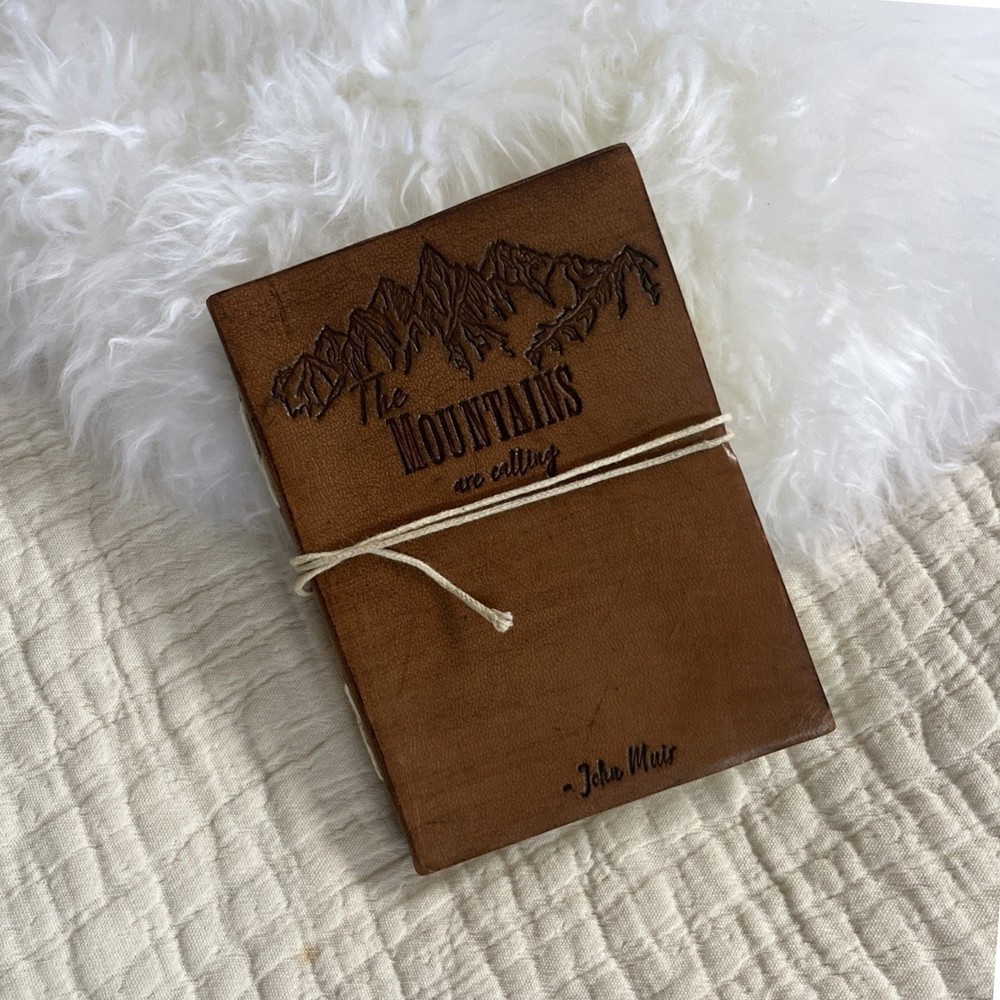 The Mountains Are Calling Leather Journal Notebook