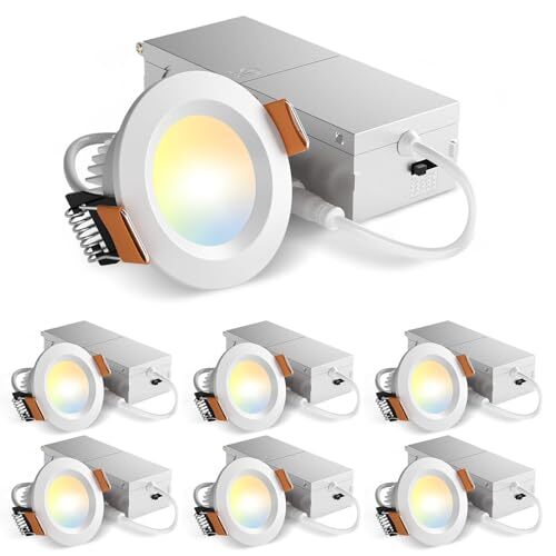 6 Pack 2 Inch 5CCT Ultra-Thin LED Canless Recessed Ceiling Light with