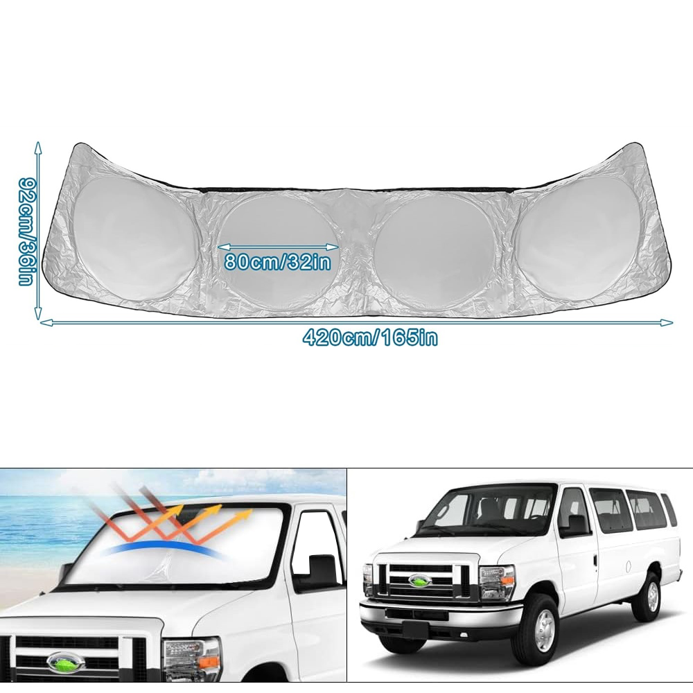 For Ford E350 E450 Super Duty Windshield & Side Window Sun Shade UV Block Cover
