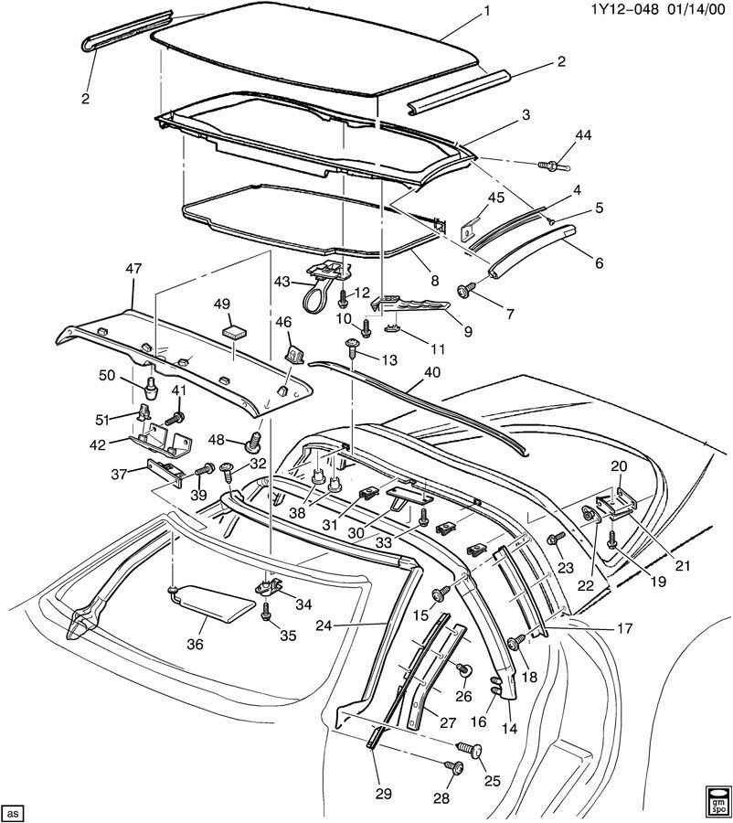 1997-2004 C5 Corvette Roof Panel Side Weatherstrips Gaskets Seals 530F w/4screws