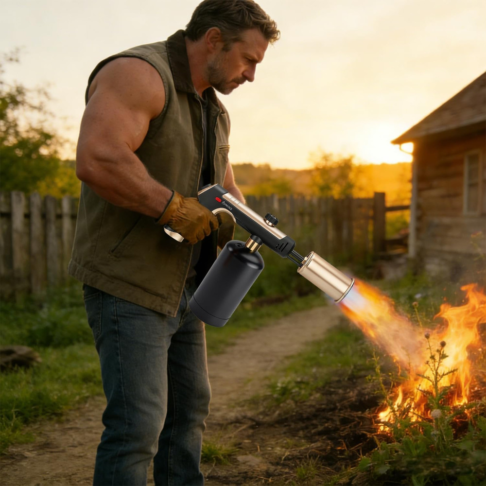 Propane Torch Gun with One-Touch Max Fire, Adjustable Kitchen Torch, Powerful Pr