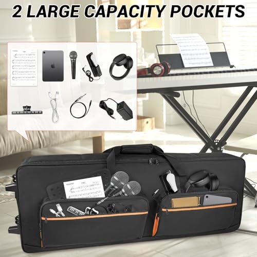 73/76 Key Keyboard Case with Wheels & Adjustable Shoulder Straps– Padded