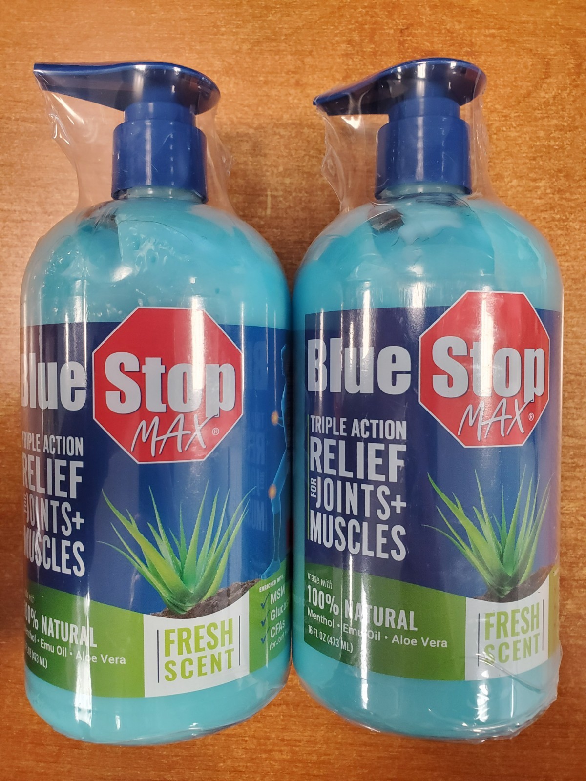 2 Pk: Blue Stop Max Triple Action Gel for Joints/Muscles 16oz BB: 5/26 (3353) D2
