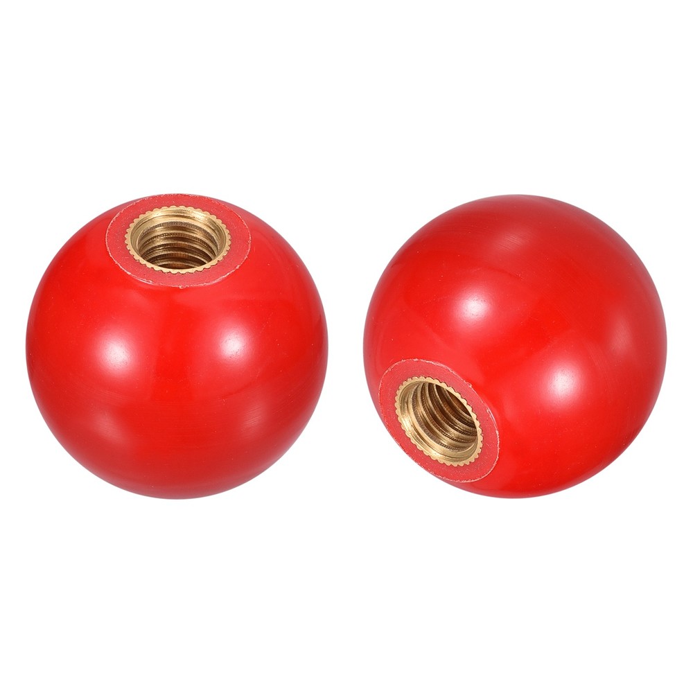 3Pcs M10 Copper Thread 35mm Dia Threaded Ball Knobs for Machine Handle, Red