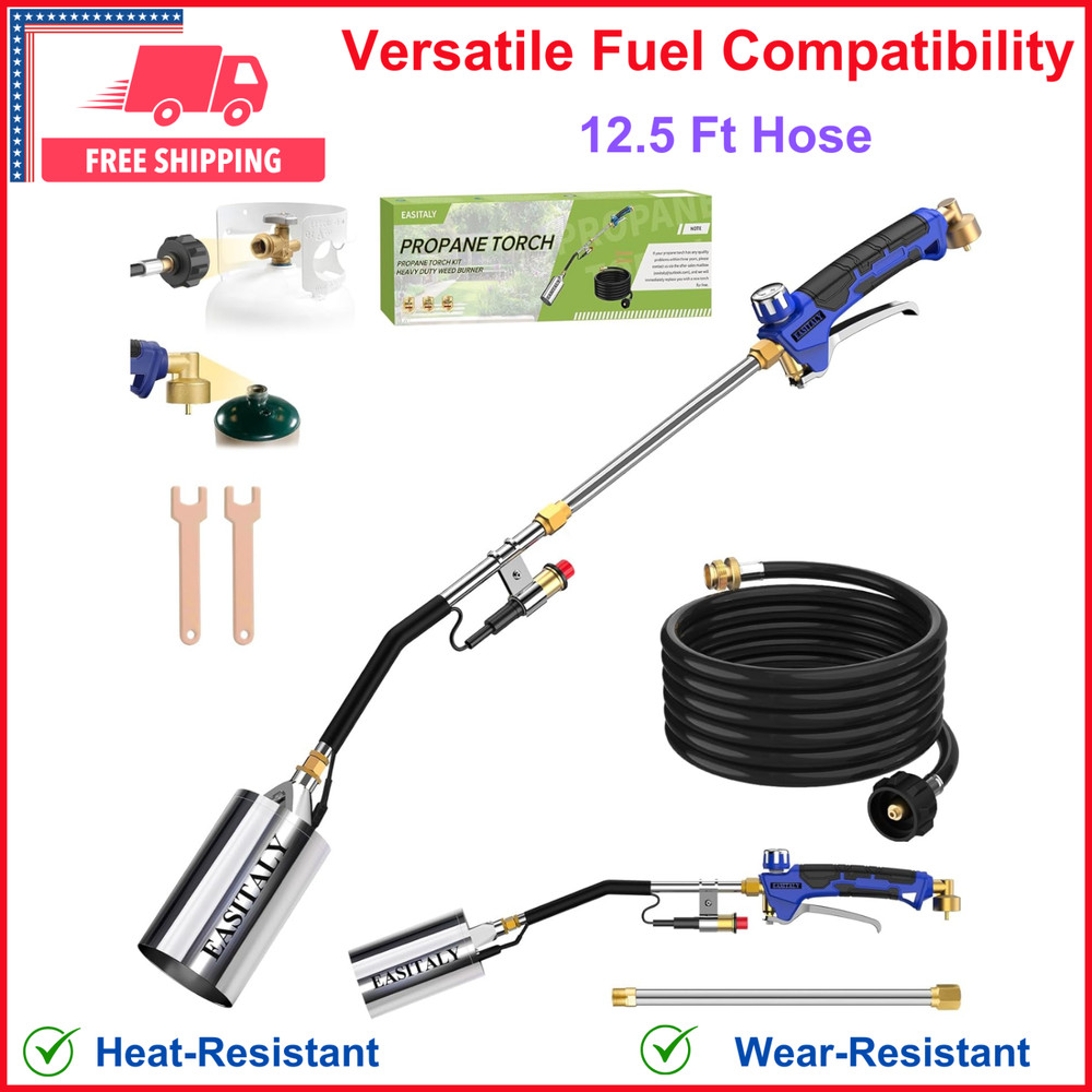 Propane Torch Weed Burner Kit, High Output with 12.5 FT Hose, Advanced Ignition