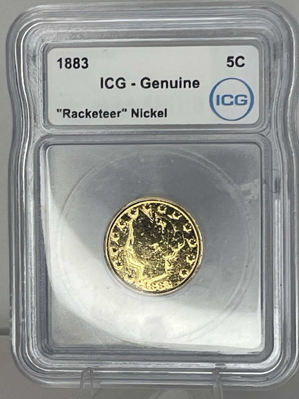 1883 Liberty Head “Racketeer Nickel” – Gold-Plated No Cents – ICG Genuine – Hist