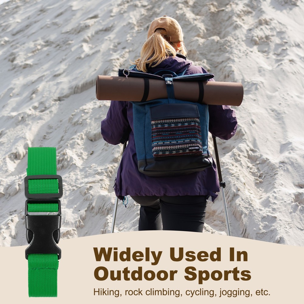 3pcs 1" x 2ft Utility Straps with Quick Release Buckle Adjustable, Green