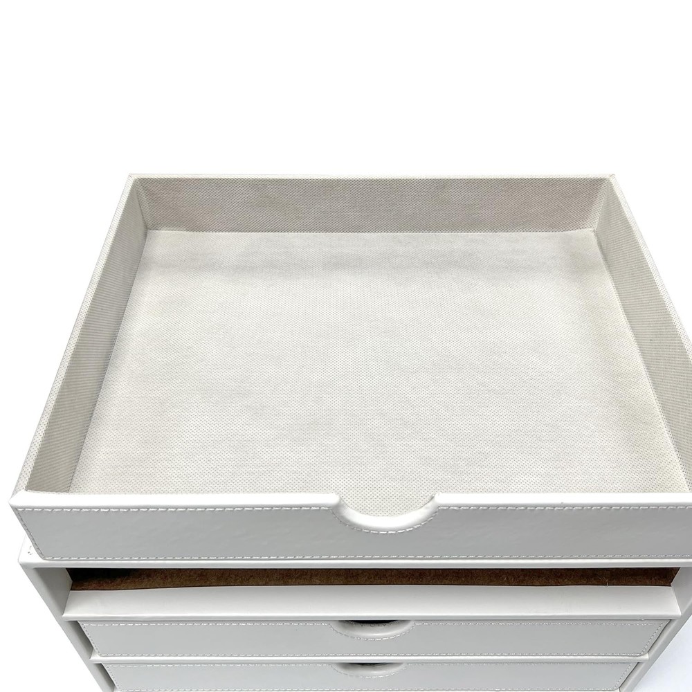 White Document Organizer 3Drawer File Cabinet Desktop Storage Box For Office