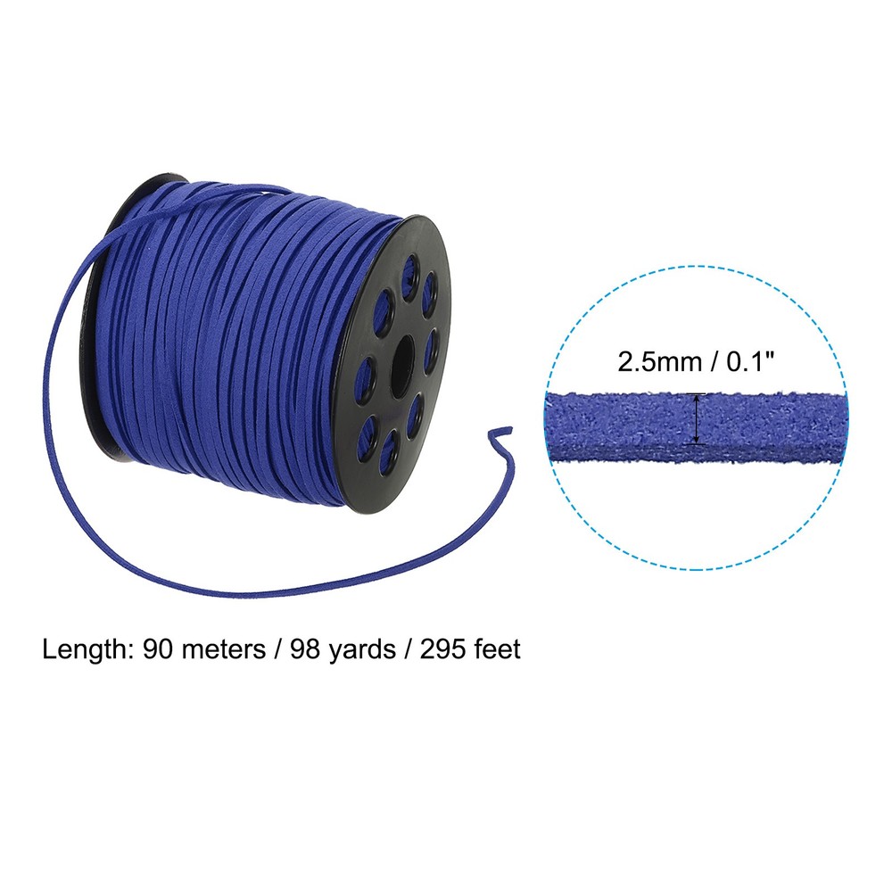 Suede Lanyard String with Roll Spool 98Yard, Flat Microfiber Cord, Sapphire Blue