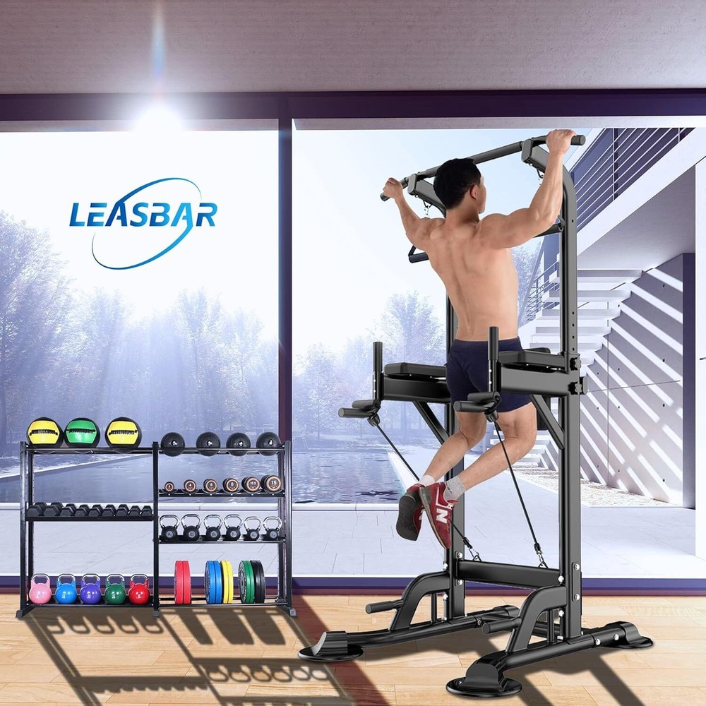 Pull Up Dip Station,Power Tower with Backrest,Adjustable Height Bar Stand