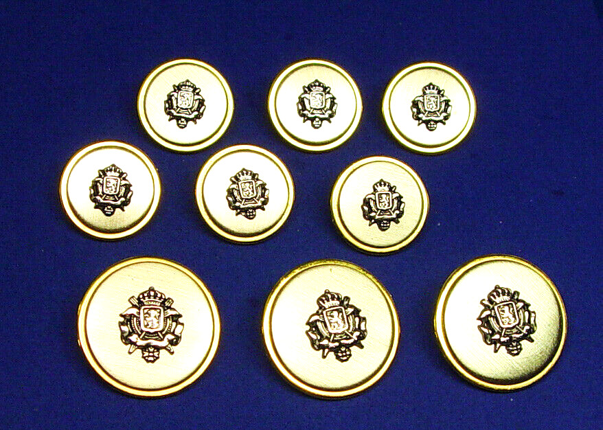 UNKNOWN BRAND REPLACEMENT BUTTONS 9 TWO-TONE SOLID METAL JACKET  GOOD USED COND.