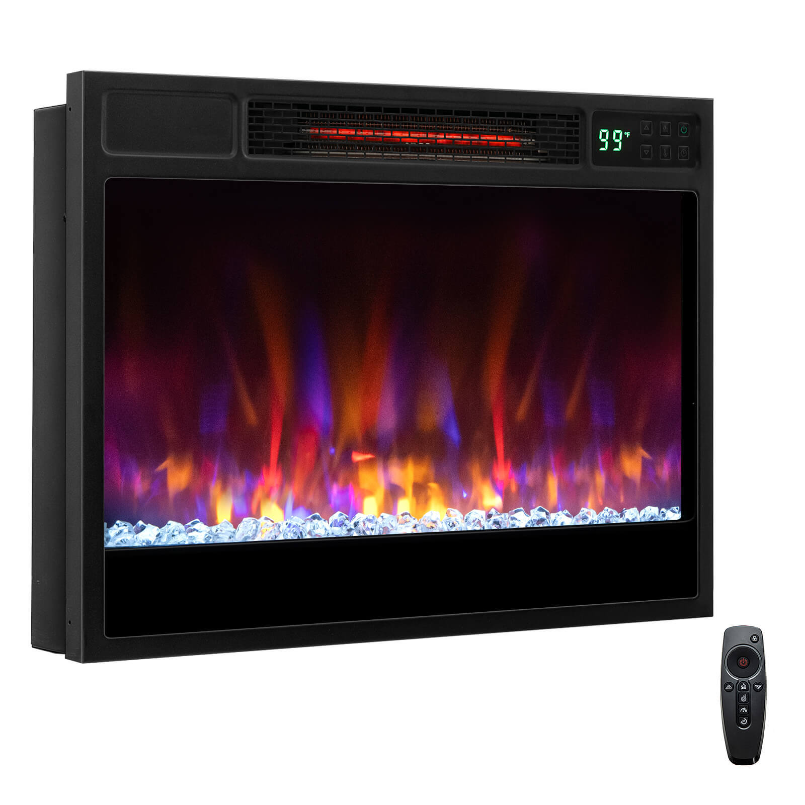 23" Infrared Quartz Electric Fireplace Insert with Remote Control