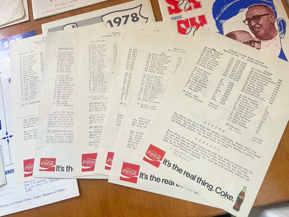 1972-79 KNOXVILLE KNOX SOX Baseball Game Programs w/ Extras